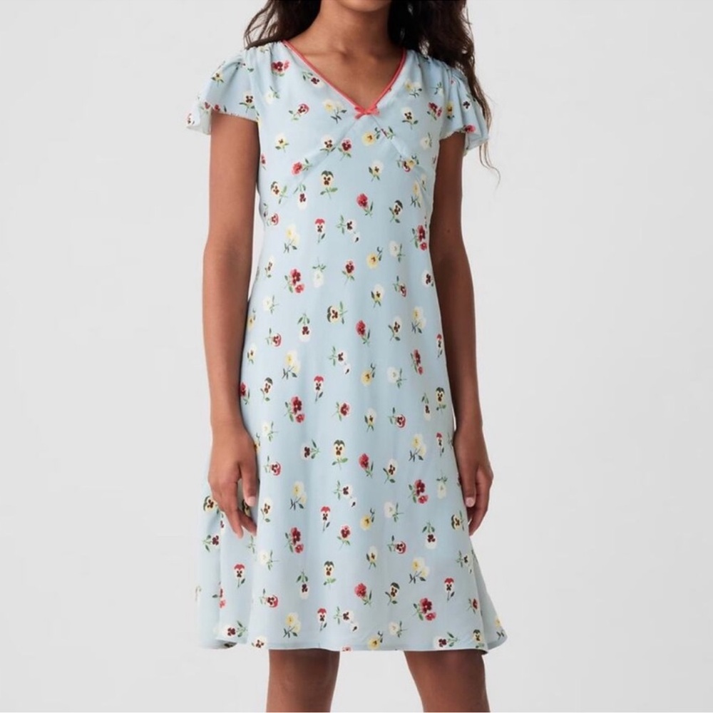 Doen x GAP Girls Dress with Floral Pattern and Red Accents Sz L (9-10y) EUC